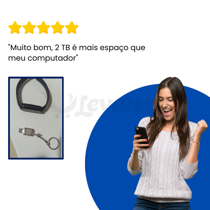 Pendrive Universal celular e PC - 2 TB Por preço de 1 TB